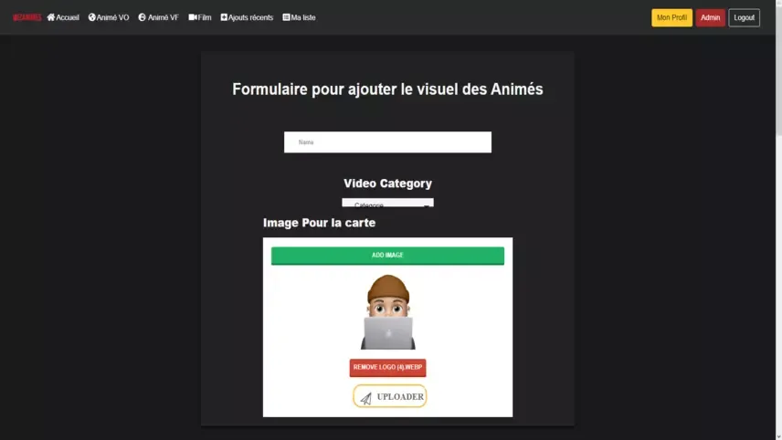 Formulaire d'ajout de visuel